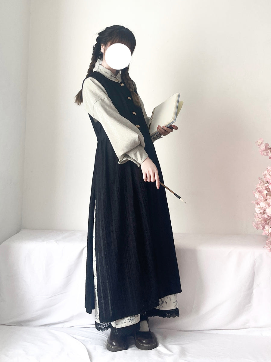 Wen Xueshe 文学社 Literary Society Modernized Ming Song Dynasty Bijia Vest & Songku Pants Set