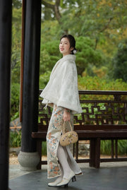 Rui 蕊 1920s Cherry Blossom Jacquard Bell Sleeve Qipao