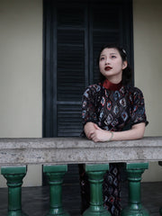 Gatsby 盖茨比 1920s Sheer Velvet Bottle Neck Qipao