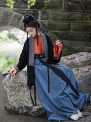 Xishan Wai 西山外 Beyond Mountains Modernized Wei Jin Cotton Unisex Ruqun Set