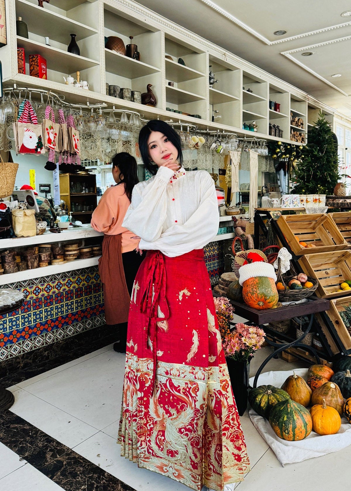 Jing Jiu 敬酒 Toast to the Bride Ming Dynasty Plus Size Cloud Collar & Mamian Skirt