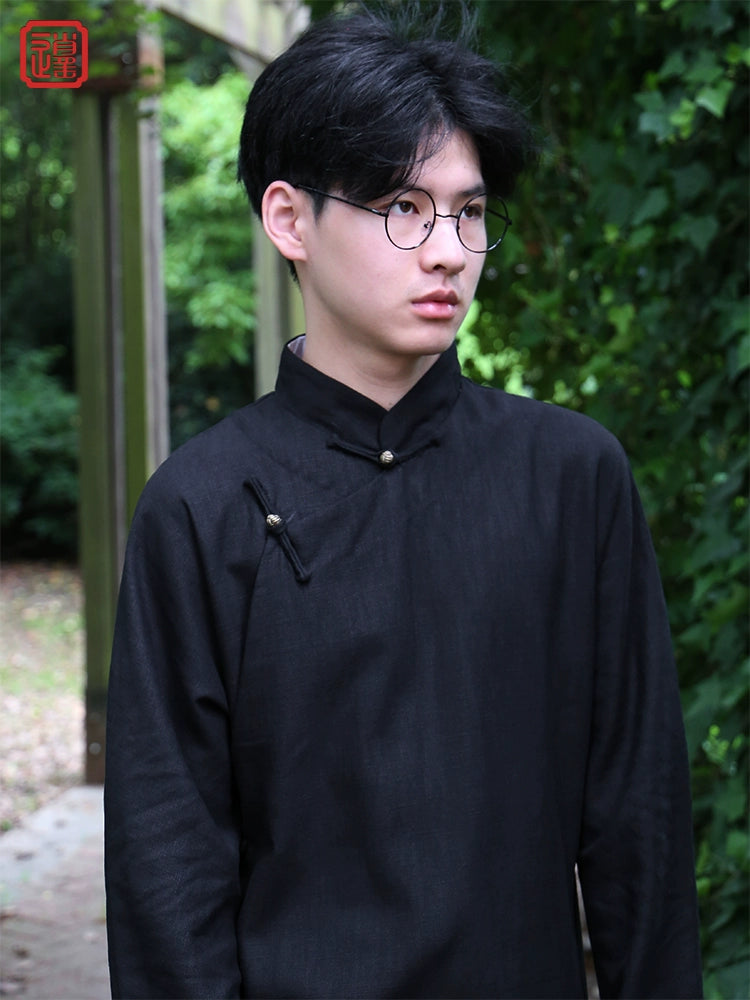 Xu Beihong 徐悲鸿 1920s Republic of China Men's Linen Changpao Mandarin Collar Robe