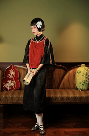 Xiao Chongshan 小重山 Layered Mountains 1920s Daily Floral Jacquard Bell Sleeve Qipao