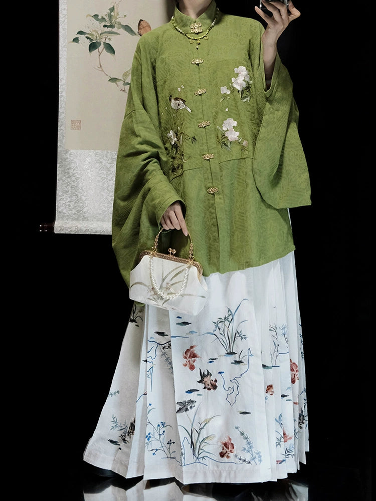 Ming Yun 明韵 Embroidered Liling Duijin Pipa Sleeve Cotton Ao Shirt