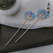 Shao Lan 烧蓝 Burnt Blue Various Ming Dynasty Turquoise Flower Hairpins