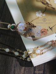 Nuhua 女华 Feminine Elegance New Chinese Style Blue Bashan Jade Hair Accessories
