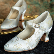 Huayuan Mei 花园妹 Garden Girl 1930s Wine Glass Heel Genuine Leather Mary Janes