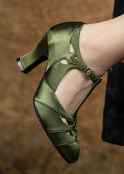 Chou Hu 绸湖 Satin Lakes 1930s Satin Criss Cross T-Strap Mary Janes