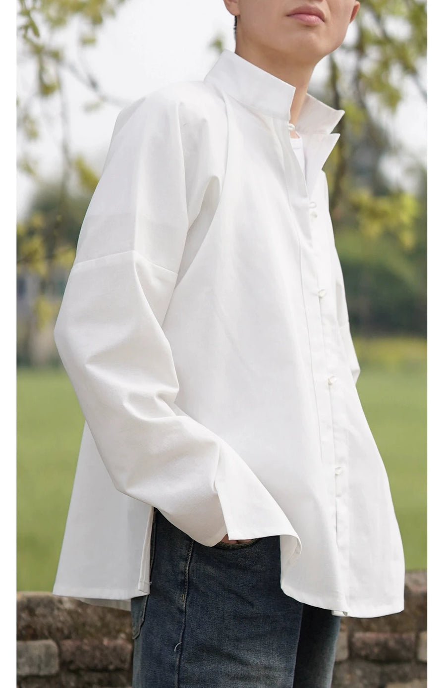Yin Zhen 银针 Silver Needle Modernized Ming Men's & Unisex Liling Duijin Shan Standing Collar Top
