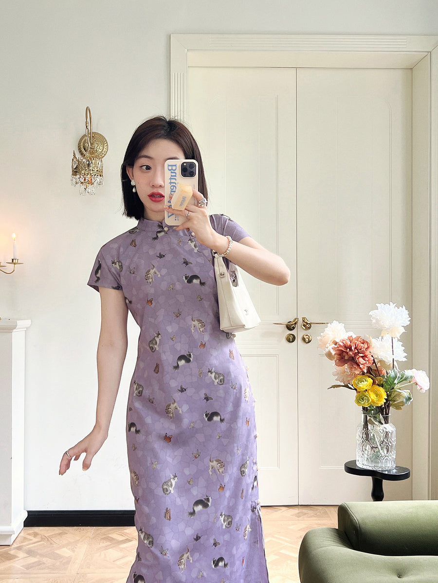 Limao Xidie 狸猫戏蝶 Kitty & Butterfly Modernized Qipao