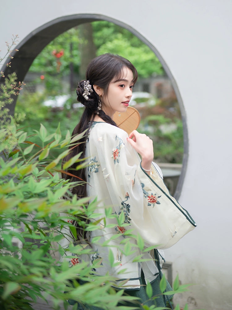 Qing Huai 情怀 Soft Feelings Qing Dynasty New Chinese Style Embroidered Top & Trouser Set