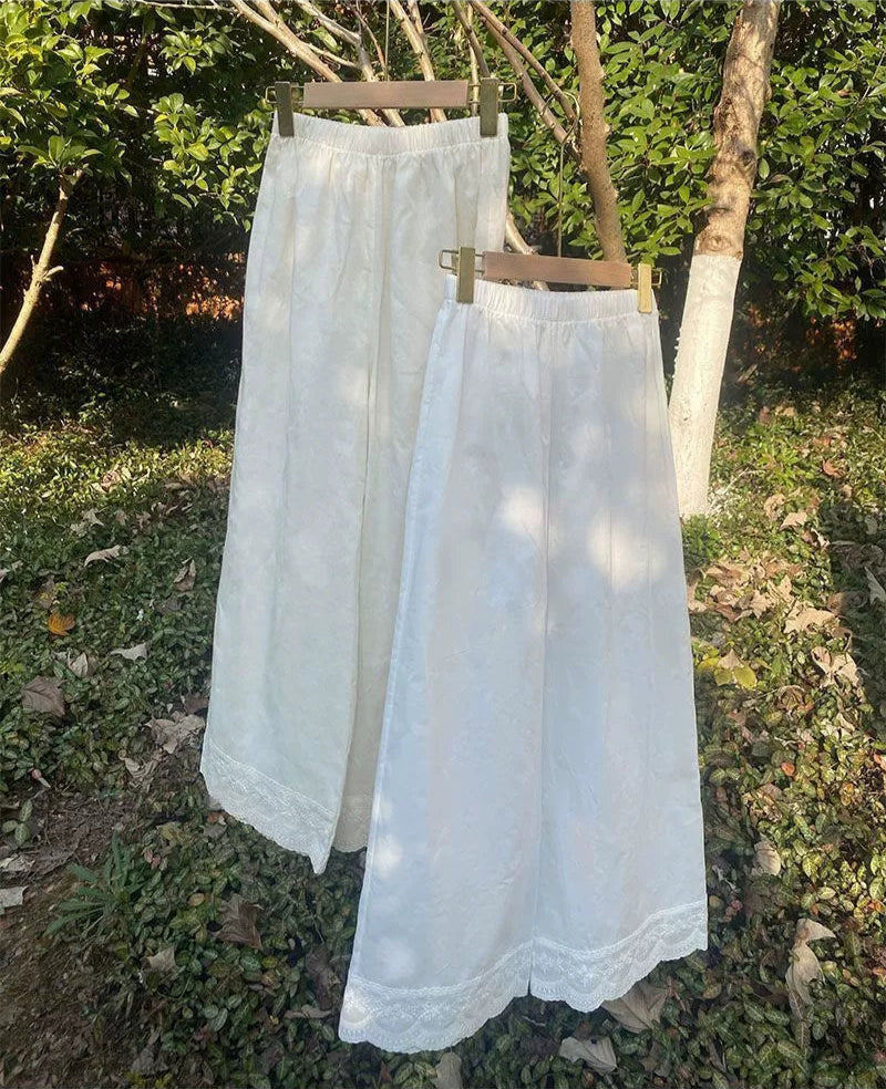 Yin Yue 隐月 Hidden Moon Cotton & Linen Lace Qipao Hanfu Undergarment Pants