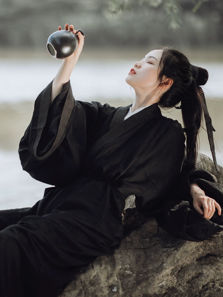 Mo Shui 墨水 Ink Stone Han Wei Jin Daily Cotton Linen Unisex Zhiju Robe