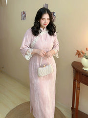Shaonü 少女 1920s Inspired Plus Size Lace Half Sleeve Qipao
