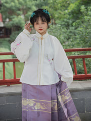 Hua Ling'er 花灵儿 Flower Spirit Ming Dynasty Plus Size Liling Standing Collar Top & Mamian Skirt