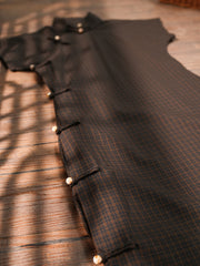 Song Lü 松露 Dark Truffle Republic of China Plaid Jacquard Short Sleeve Qipao