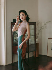 Molan Di 莫兰迪 Morandi Abstract Midcentury Daily Cap Sleeve Qipao