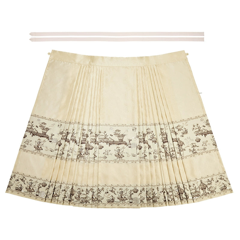 Meng Jing 梦境 Dreamscapes Modernized Late Ming Standing Collar Changshan Bijia & Mamian Set