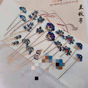 Shao Lan 烧蓝 Burnt Blue Various Ming Dynasty Turquoise Flower Hairpins