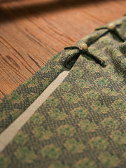 Lüsün 芦笋 Asparagus Republic of China Jacquard Cotton Short Sleeve Qipao