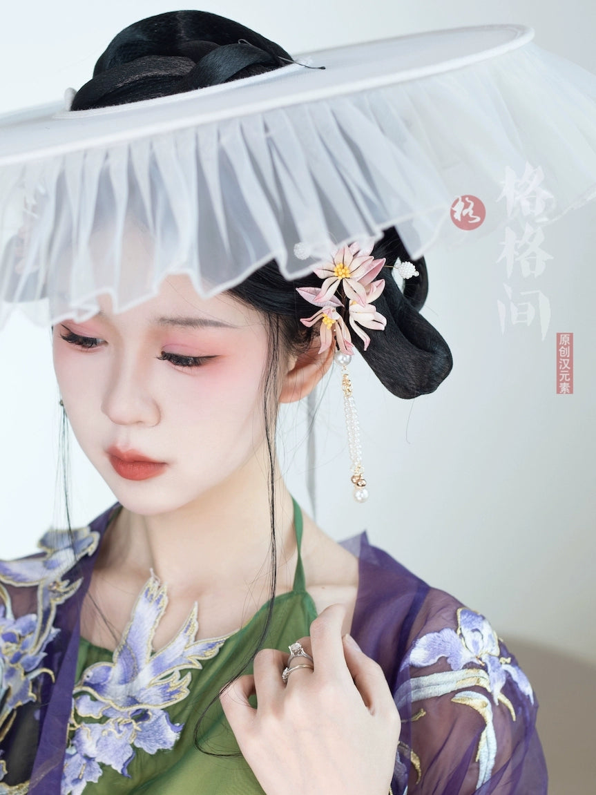 Chuan Zhu 串珠 Pearl Beads Tang Dynasty Modernized Weimao Veiled Hat