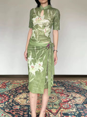 Shi Liu 湿露 Humidity New Chinese Style Double Sided Short Sleeve Qipao Top