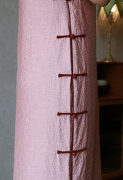 Ying Tao 樱桃 Cherry Pink 1930s Flower Knot Short Sleeve Qipao