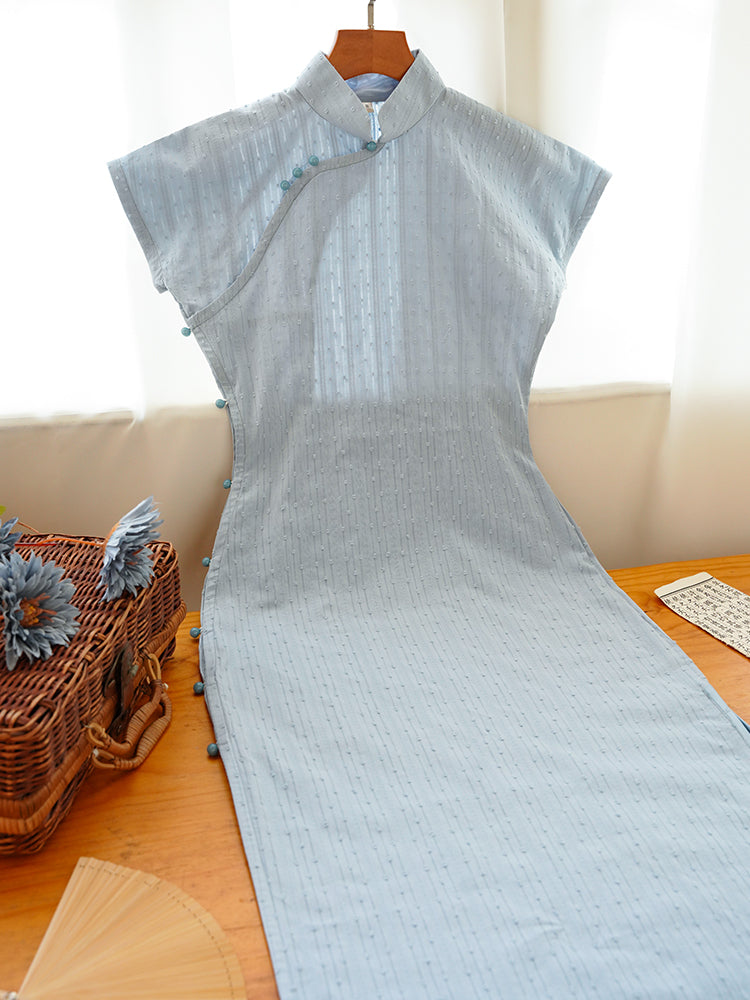 Alice 爱丽丝 Republic of China Pure Cotton Jacquard Short Sleeve Qipao