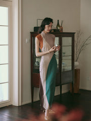 Molan Di 莫兰迪 Morandi Abstract Midcentury Daily Cap Sleeve Qipao