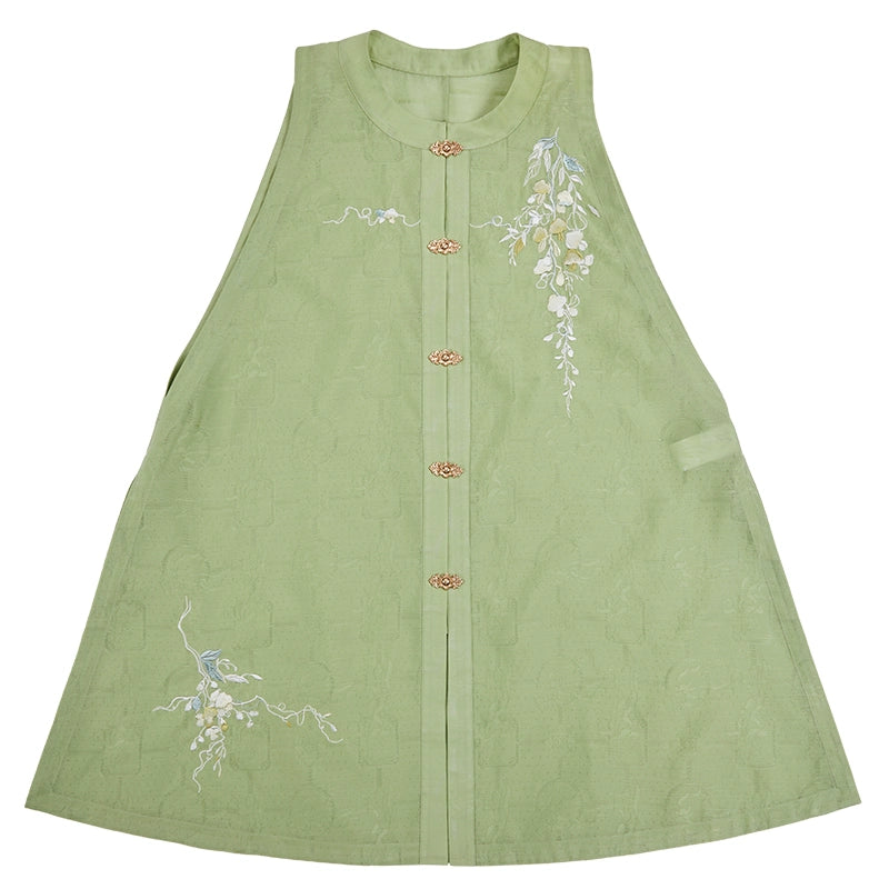 Man Man 慢慢 Modernized Middle Ming Bijia Vest & Mamian Skirt Set