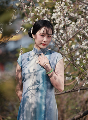 Susie Q 苏西Q 1930s Ombré Stripe Spring Summer Cap Sleeve Qipao