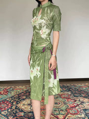 Shi Liu 湿露 Humidity New Chinese Style Double Sided Short Sleeve Qipao Top