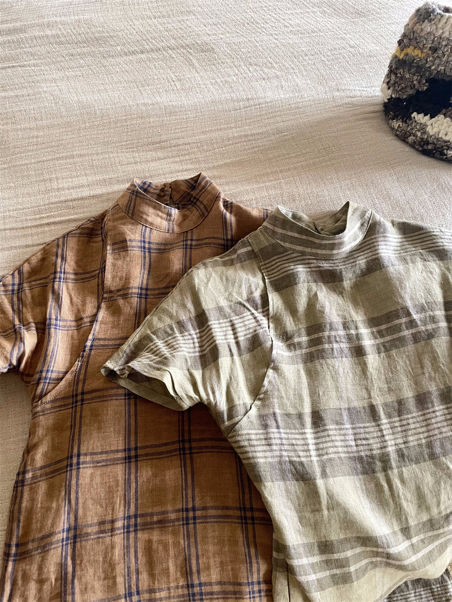 Waiting for Leisure 山月等闲 1930s Inspired Pure Linen Flannel Bottleneck Qipao
