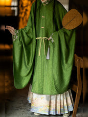 Piao Zheng 飘筝 Floating Kites Modernized Ming Yunjian Cloud Collar Long Top & Mamian Skirt Set