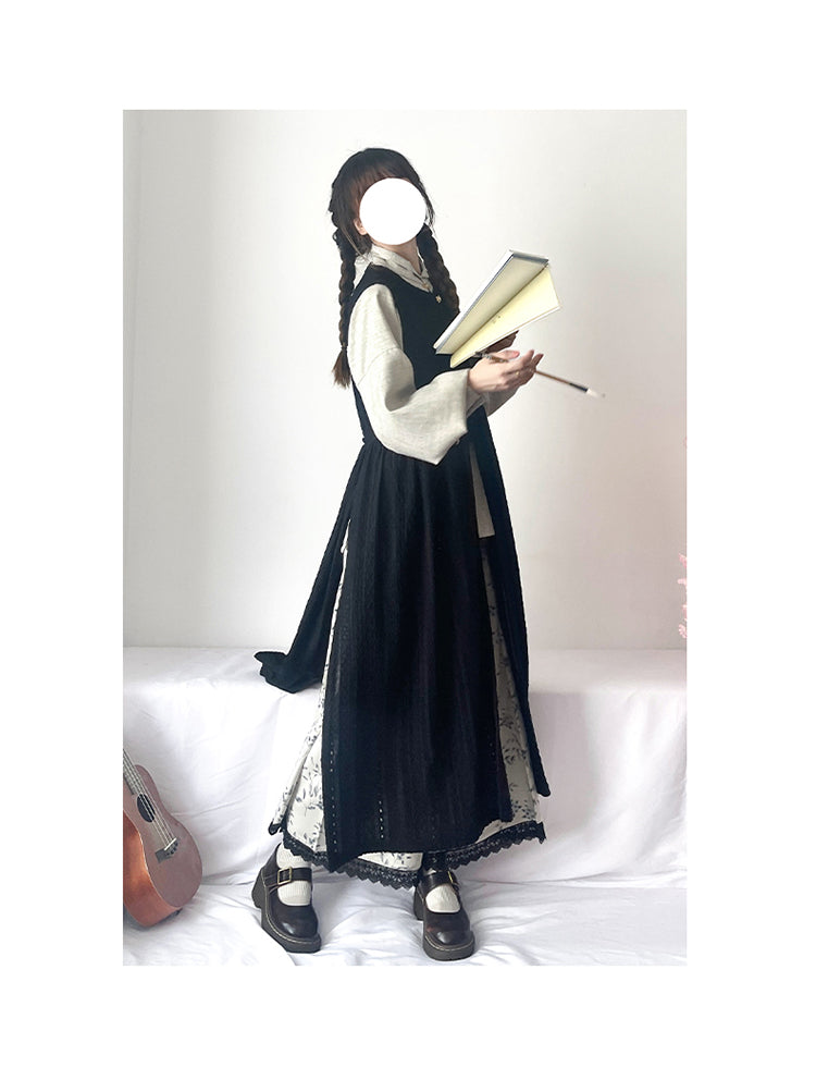Wen Xueshe 文学社 Literary Society Modernized Ming Song Dynasty Bijia Vest & Songku Pants Set