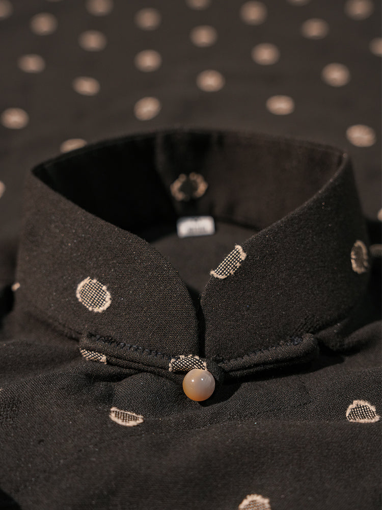 Shujing Qiu 水晶球 Crystall Ball Republic of China Polka Dot Pure Cotton Short Sleeve Qipao