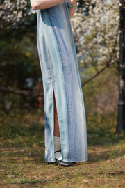 Susie Q 苏西Q 1930s Ombré Stripe Spring Summer Cap Sleeve Qipao