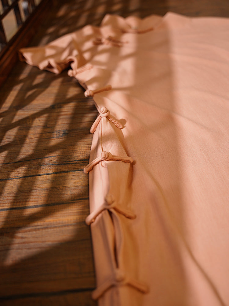 Sanwen Yu 三文鱼 Pink Salmon Republic of China Cotton & Linen Short Sleeve Qipao