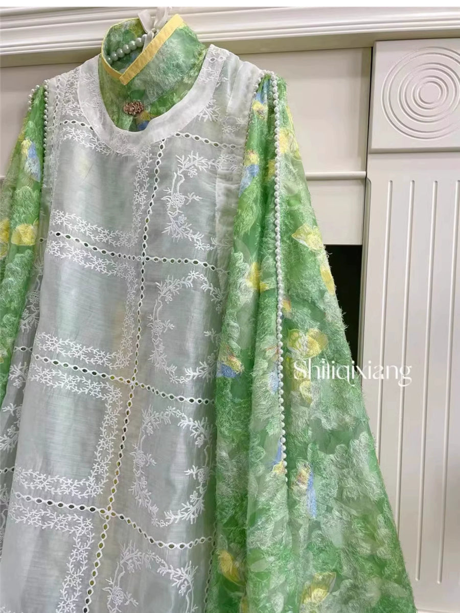 Ye Can 野餐 Picnic Modernized Ming Dynasty Lace Liling Duijin Shirt & Bijia Vest