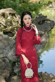 Dark Rose 暗香玫瑰 1920s Cotton Linen Scalloped Qipao