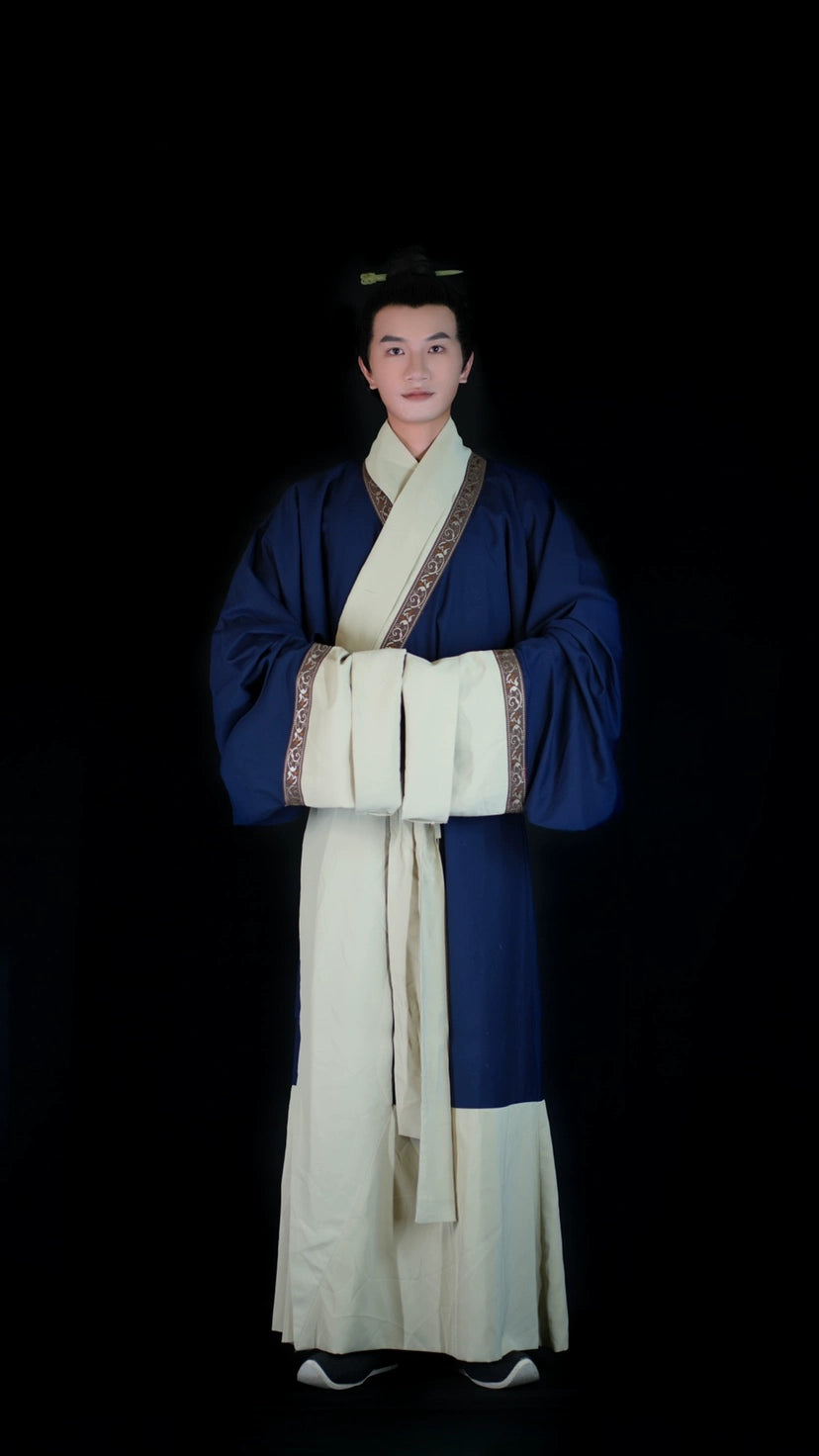 Shen Lan 深蓝 Deep Blue Han Dynasty Mawang Tomb Restoration Unisex Zhiju Robe