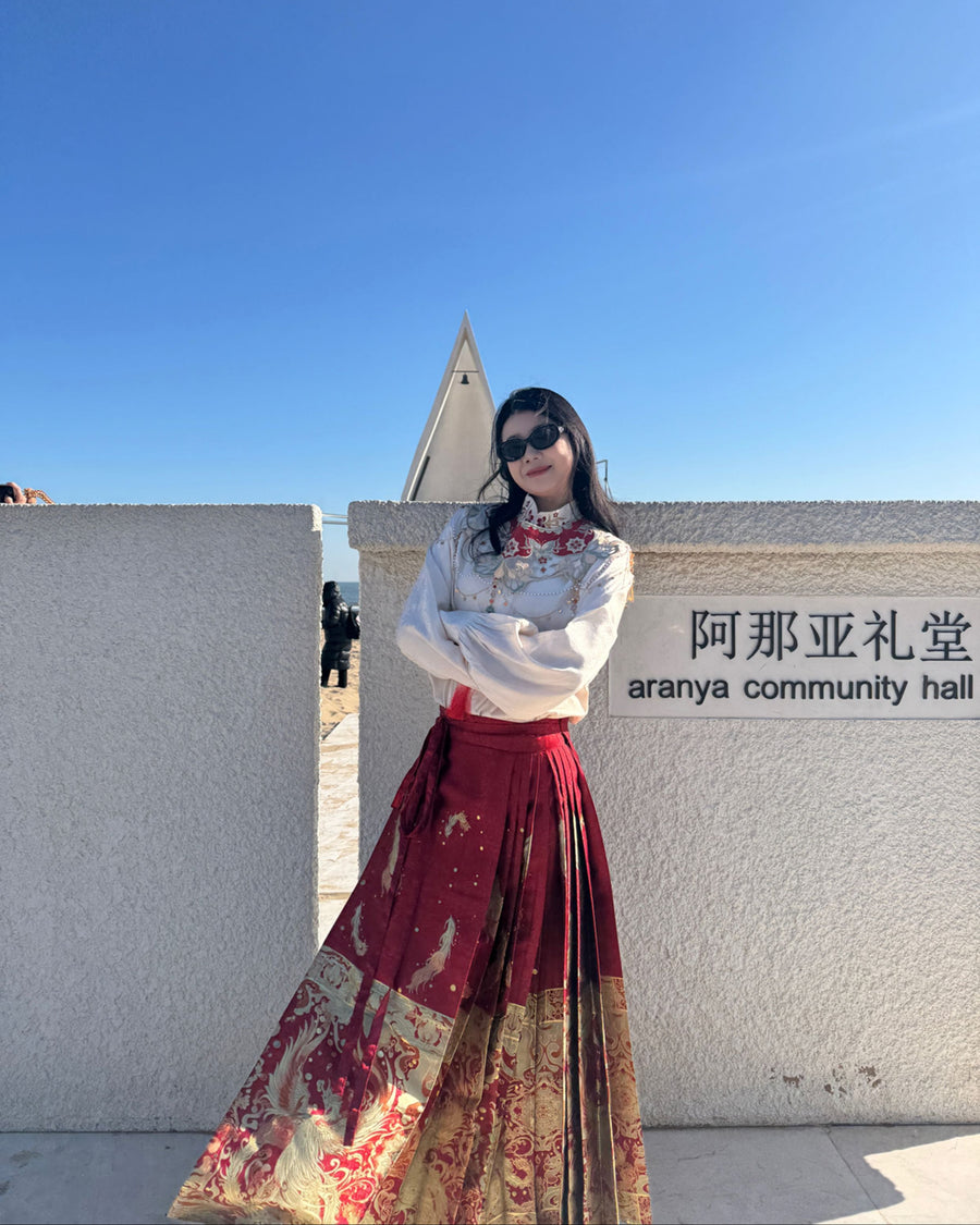 Jing Jiu 敬酒 Toast to the Bride Ming Dynasty Plus Size Cloud Collar & Mamian Skirt