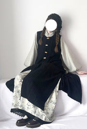 Wen Xueshe 文学社 Literary Society Modernized Ming Song Dynasty Bijia Vest & Songku Pants Set