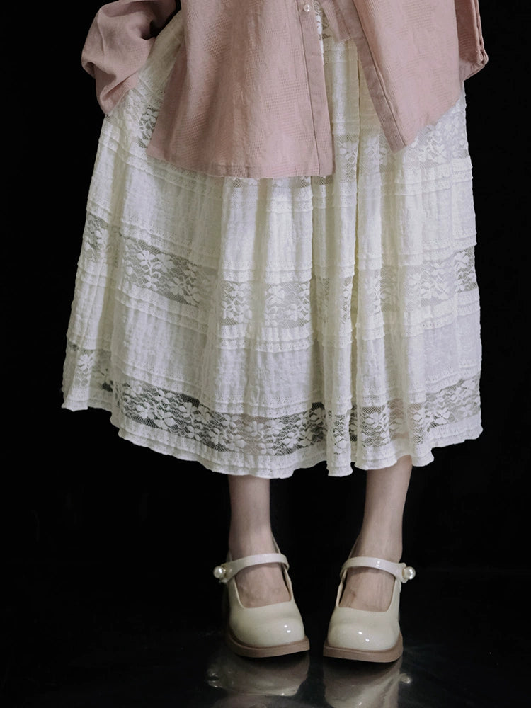 Rice Grain 米豆 Hanyuansu Han Element Cotton Lace Skirt