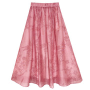 Taohua Qu 桃花曲 Peach Blossom Ballad Modernized Tang Dynasty Floral Embroidery Ruqun Top & Skirt Set