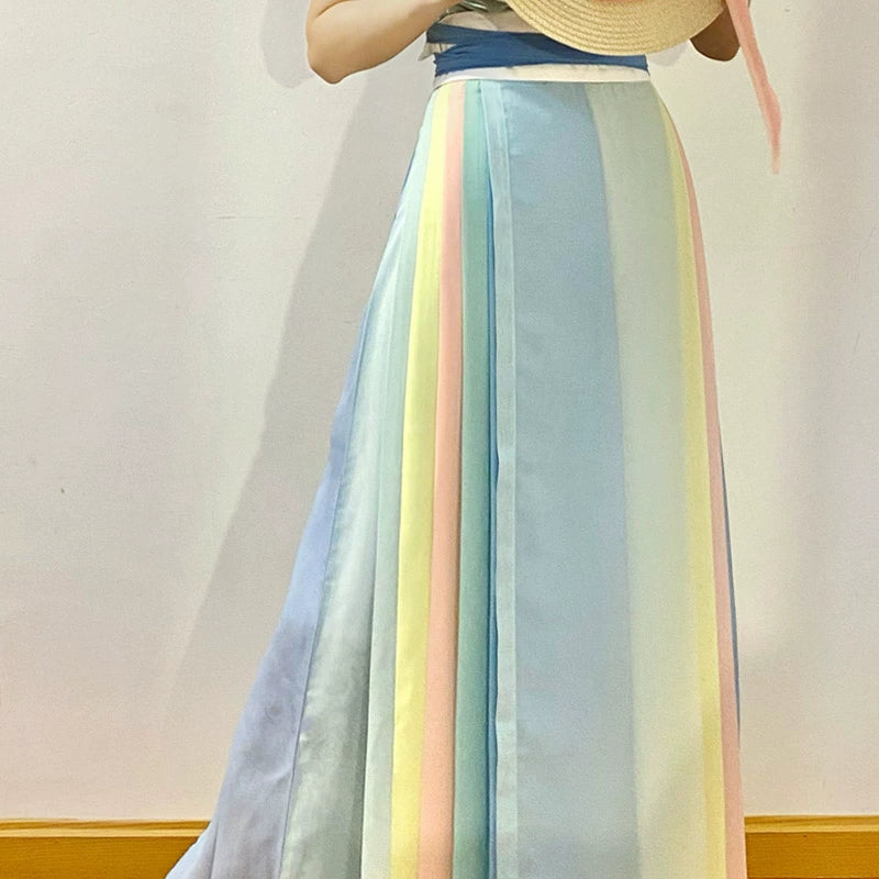 Cai Hong 彩虹 Rainbow Song Ming Chiffon Mamian Skirt