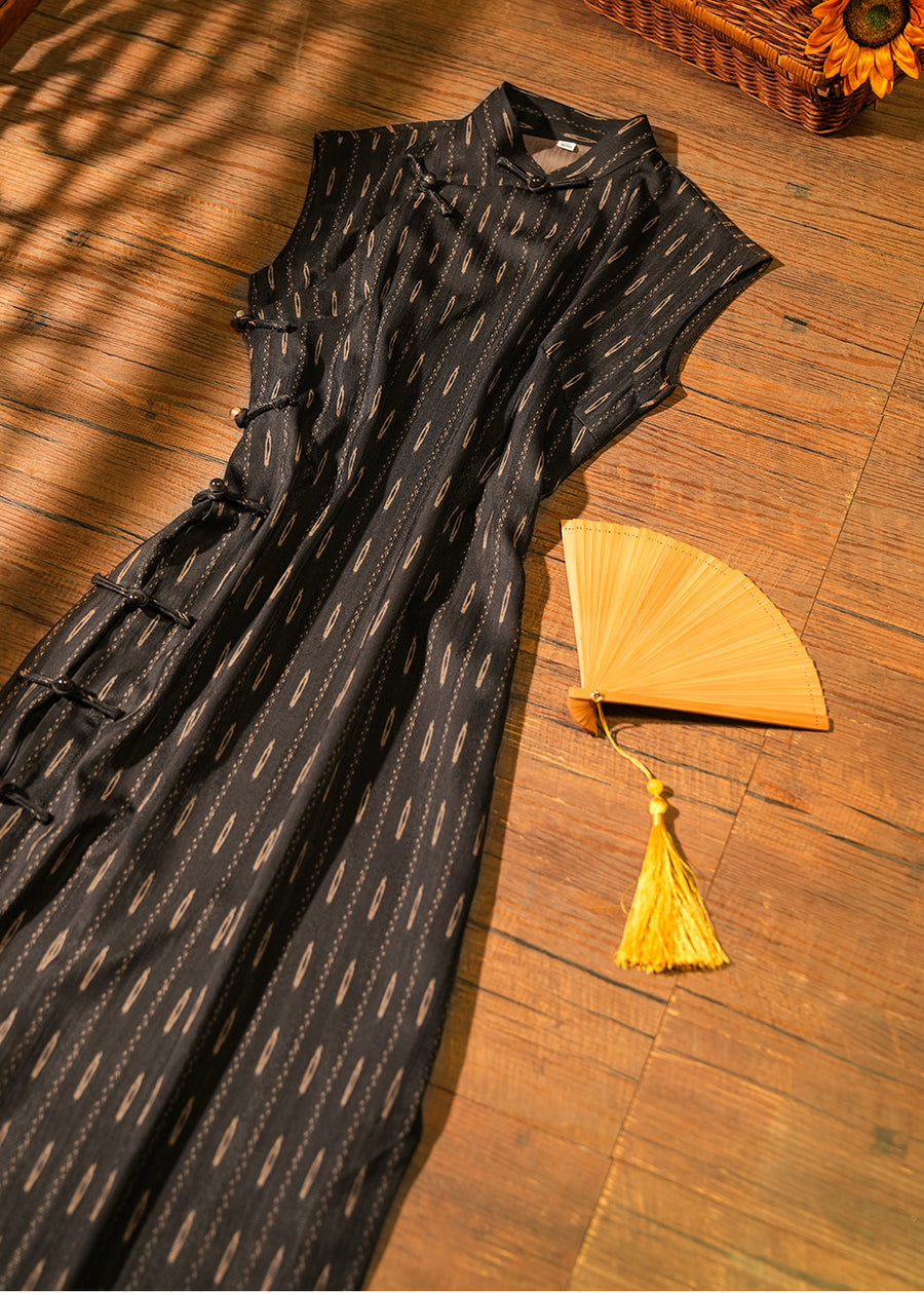 Niuqü 扭曲 Time Warp Republic of China Striped Jacquard Sleeveless Qipao