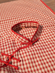 Yecan Tan 野餐毯 Picnic Blanket Republic of China Gingham Pure Cotton Short Sleeve Qipao