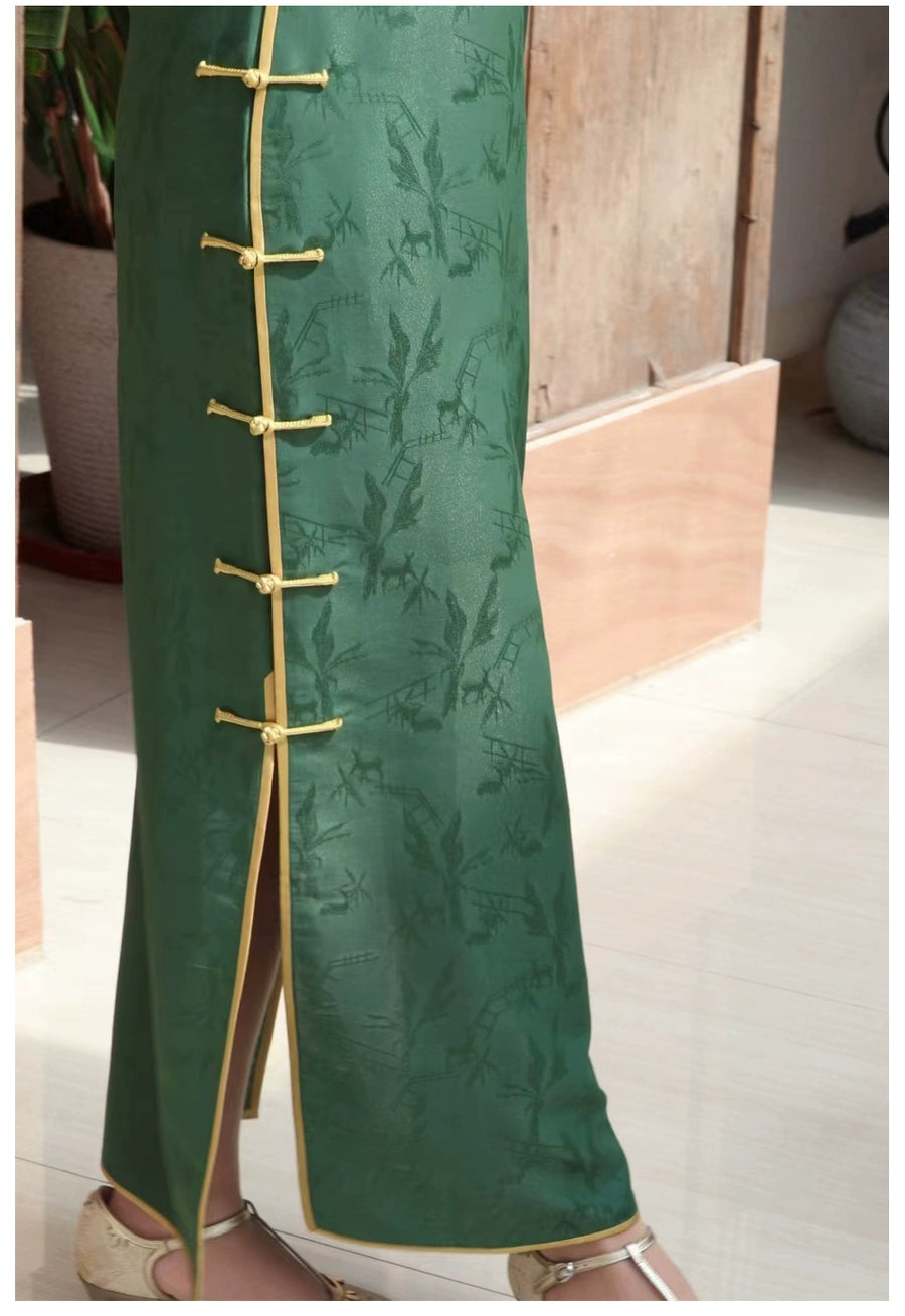 Tuotuo 妥妥 1940s Deer Imprint Summer Cap Sleeve Qipao