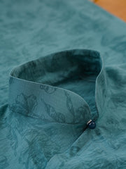 Tui Se 褪色 Faded Paint Republic of China Floral Monofilament Cotton & Linen Short Sleeve Qipao